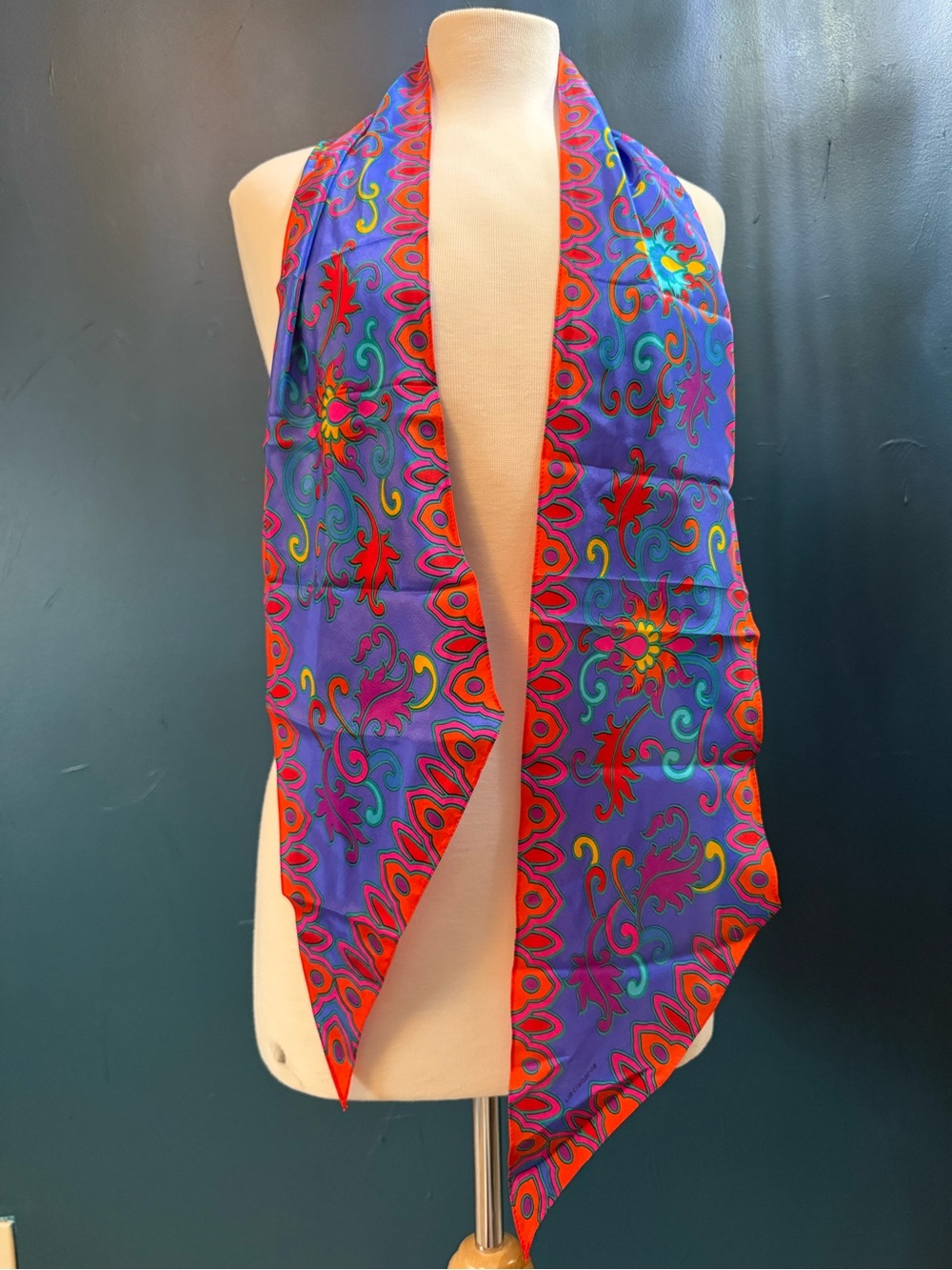 Silk Vibrant Purple Multicolor Floral Print Scarf Liz Claiborne